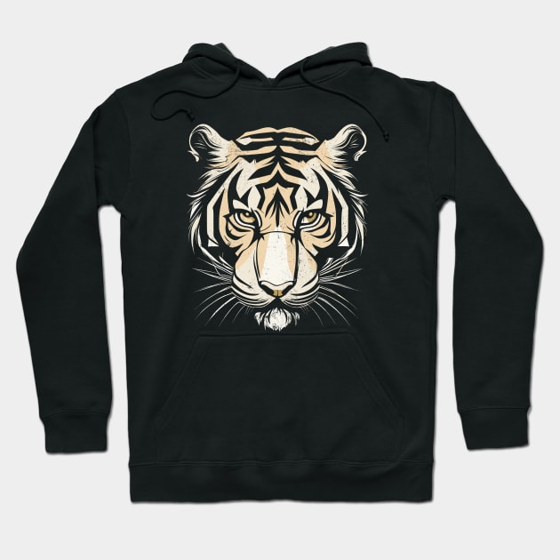 Tiger Head Vintage , beige and black Hoodie by ravensart